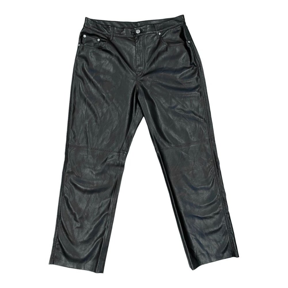 Nanushka Vinni Vegan Faux Leather Crop Straight Leg Trouser Pants - Picture 6 of 8